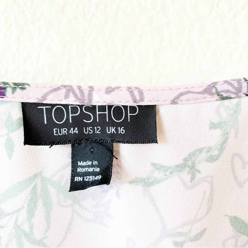 TOPSHOP Pink Floral Off Shoulder Cold Shoulder Blouse - Picture 6 of 8